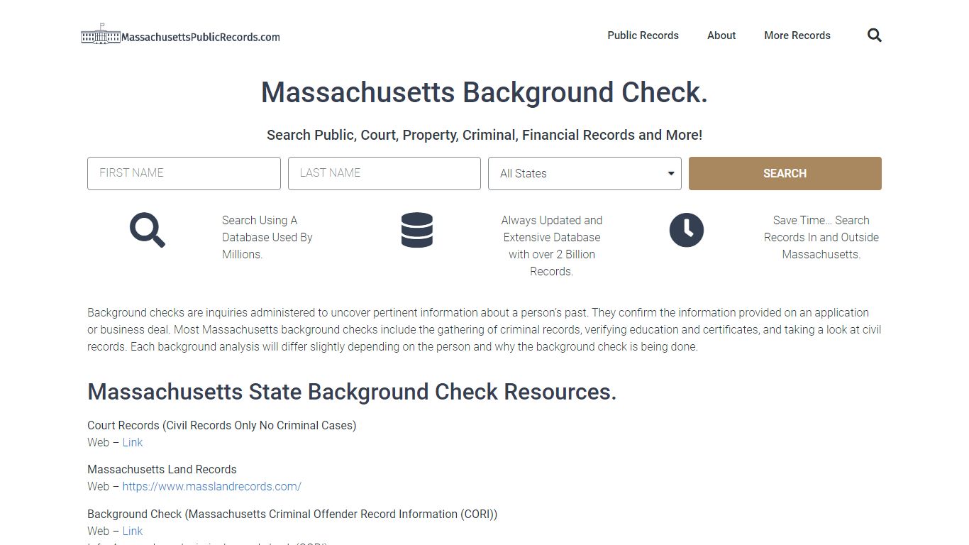 Massachusetts Background Check: MassachusettsPublicRecords.com