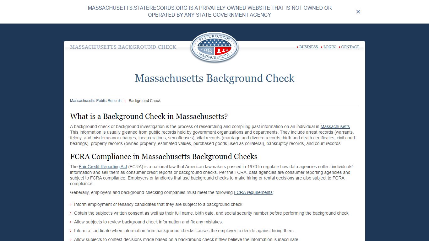 Massachusetts Background Check | StateRecords.org